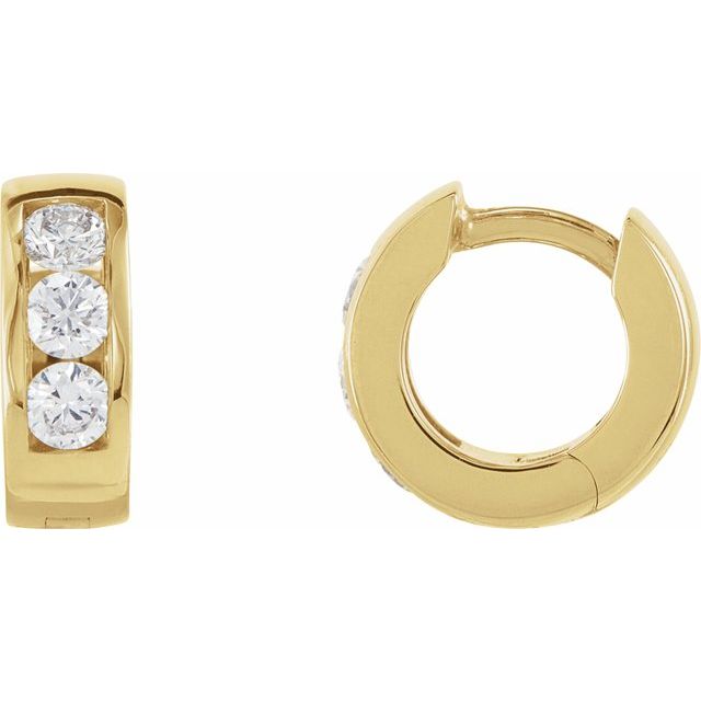 14K Yellow Gold 1/3 CTW Natural Diamond 10mm Hinged Hoop Earrings