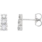 14K White 3/8 CTW Natural Diamond Three-Stone Earrings