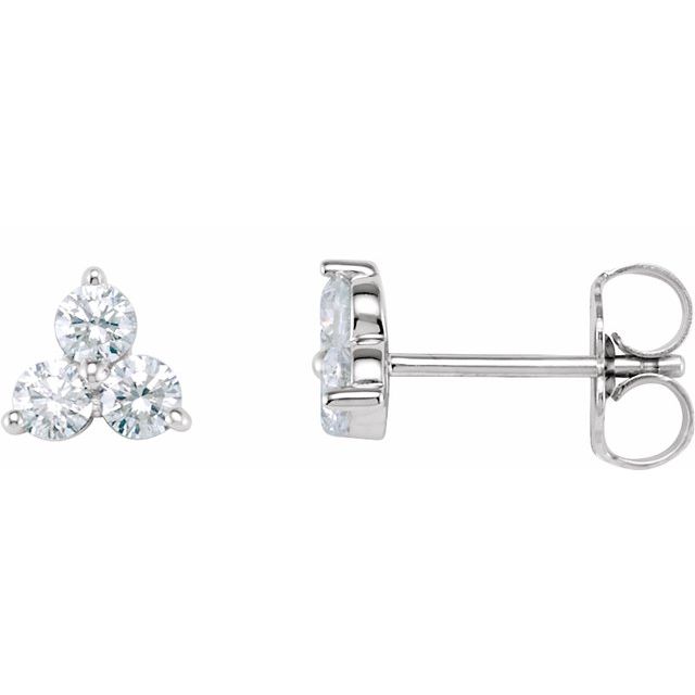 14K White 1/3 CTW Natural Diamond Three-Stone Stud Earrings