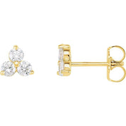 14K Yellow 1/3 CTW Natural Diamond Three-Stone Stud Earrings