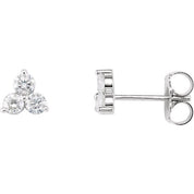 14K White 5/8 CTW Natural Diamond Three-Stone Stud Earrings