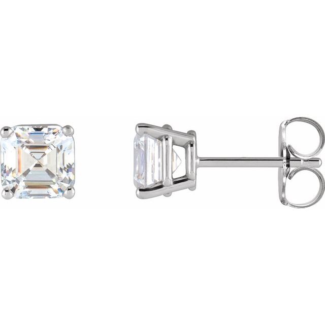 14K White 1/3 CTW Natural Diamond Earrings - Stylish Asscher Cut by Brand