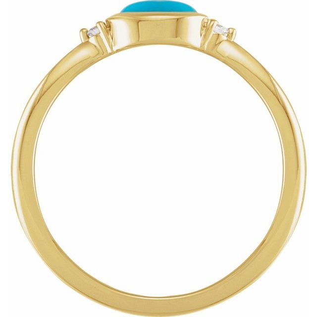 14K Yellow Natural Turquoise & .03 CTW Natural Diamond Ring