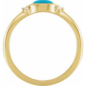 14K Yellow Natural Turquoise & .03 CTW Natural Diamond Ring