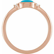 14K Rose Natural Turquoise & .03 CTW Natural Diamond Ring