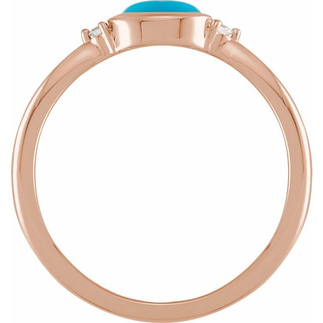 14K Rose Natural Turquoise & .03 CTW Natural Diamond Ring