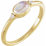 14K Yellow Natural Rainbow Moonstone & .03 CTW Natural Diamond Ring