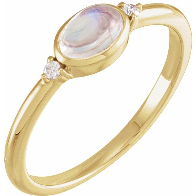 14K Yellow Natural Rainbow Moonstone & .03 CTW Natural Diamond Ring