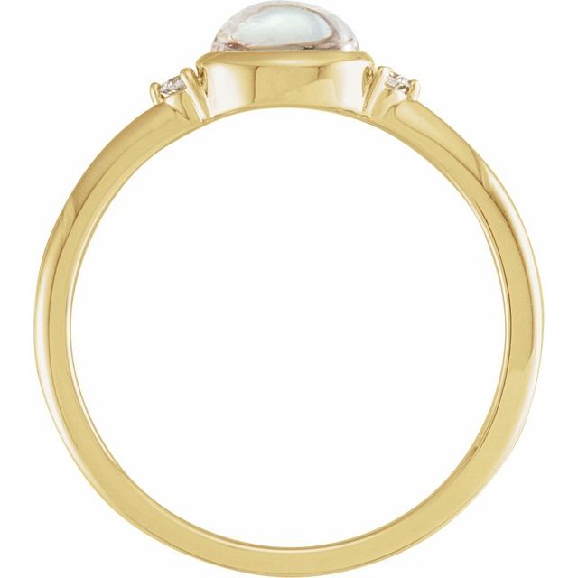 14K Yellow Natural Rainbow Moonstone & .03 CTW Natural Diamond Ring