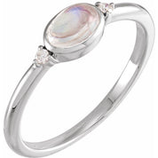 Platinum Natural Rainbow Moonstone & .03 CTW Natural Diamond Ring