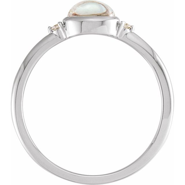 14K White Natural Rainbow Moonstone & .03 CTW Natural Diamond Ring