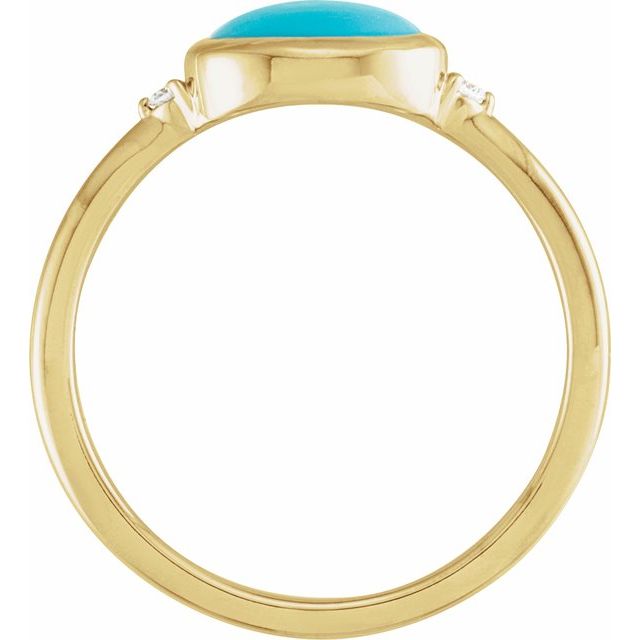 14K Yellow Natural Turquoise & .03 CTW Natural Diamond Ring