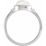 14K White Natural Rainbow Moonstone & .03 CTW Natural Diamond Ring