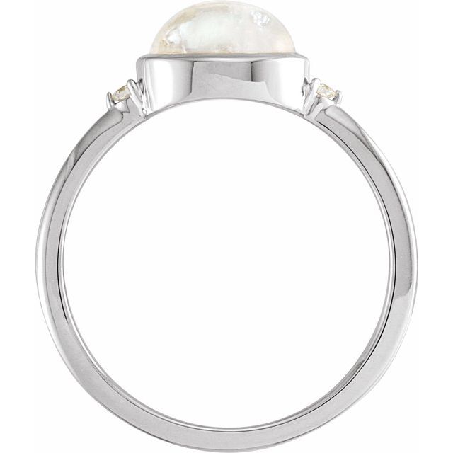 14K White Natural Rainbow Moonstone & .03 CTW Natural Diamond Ring