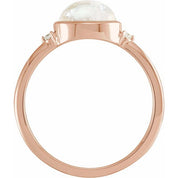 14K Rose Natural Rainbow Moonstone & .03 CTW Natural Diamond Ring