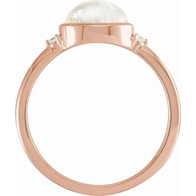 14K Rose Natural Rainbow Moonstone & .03 CTW Natural Diamond Ring