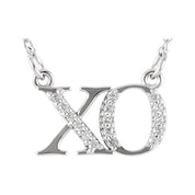14K White .07 CTW Natural Diamond "XO" Phrase 16 1/2" Necklace