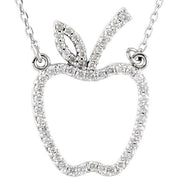 14K White 1/5 CTW Natural Diamond Apple 16" Necklace