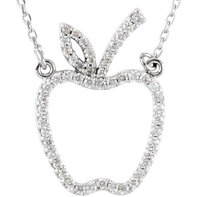 14K White 1/5 CTW Natural Diamond Apple 16" Necklace