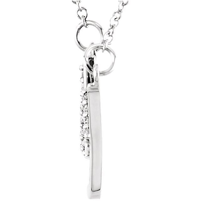 14K White .06 CTW Natural Diamond "Lucky" Phrase 16 1/2" Necklace
