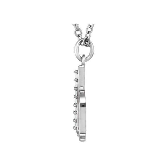 14K White .03 CTW Natural Diamond Lowercase Initial H 16" Necklace