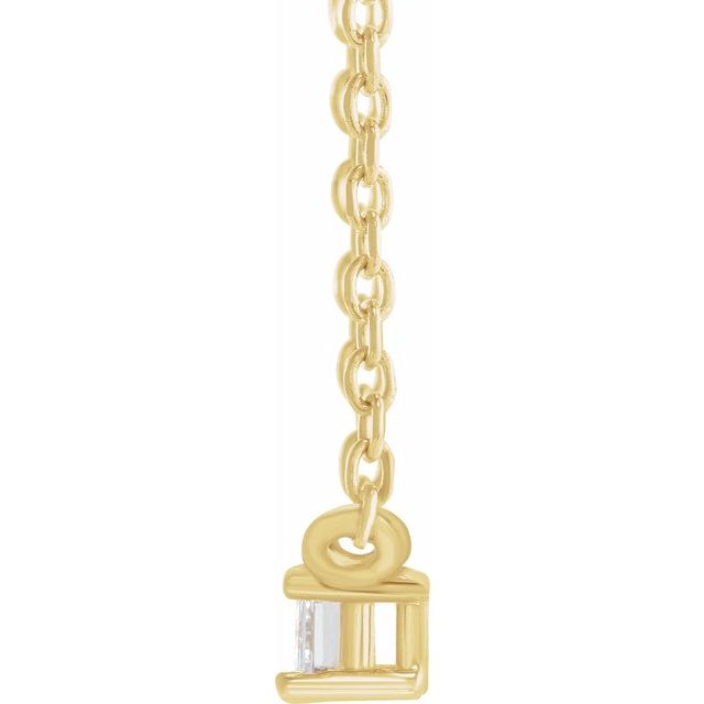 14K Natural Diamond Solitaire Necklace with .07 CT Diamond, 16" Chain Length