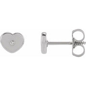 14K White .01 CTW Natural Diamond Youth Heart Earrings