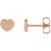 14K Rose .01 CTW Natural Diamond Youth Heart Earrings