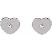 14K White .01 CTW Natural Diamond Youth Heart Earrings