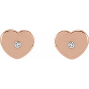 14K Rose .01 CTW Natural Diamond Youth Heart Earrings