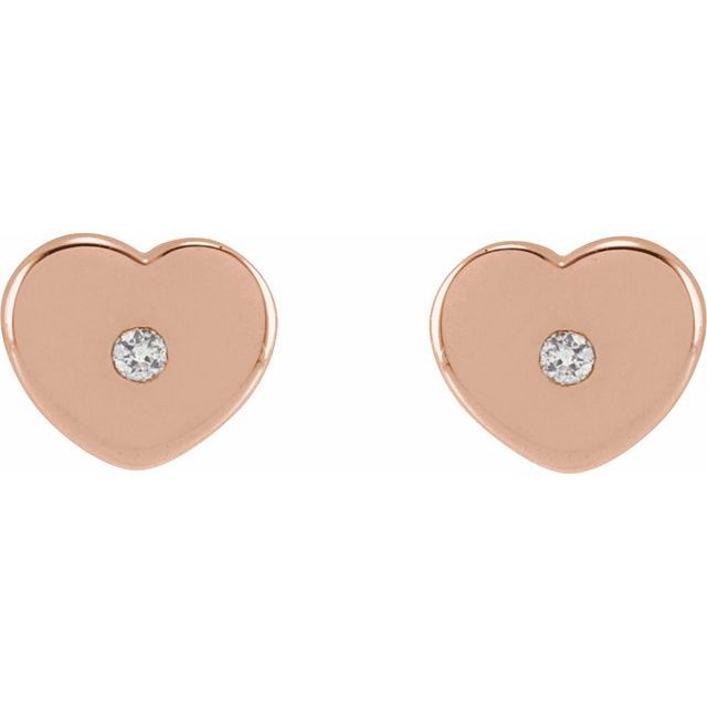14K Rose .01 CTW Natural Diamond Youth Heart Earrings