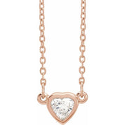 14K Rose 1/4 CT Natural Diamond Heart 16-18" Necklace