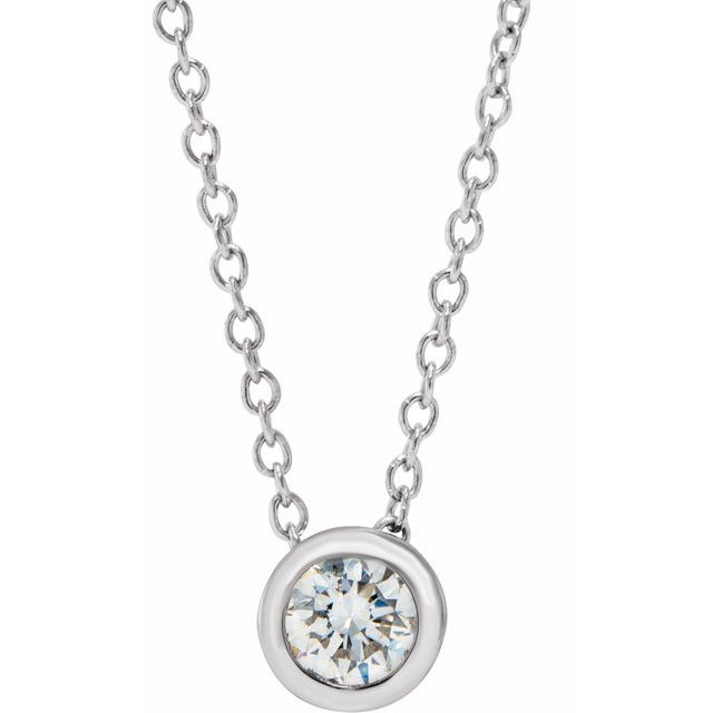 14K Lab-Grown Diamond Solitaire Necklace with 16-18" Chain in Multiple Carat Weights