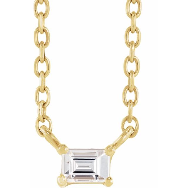 14K Natural Diamond Solitaire Necklace with .07 CT Diamond, 16" Chain Length