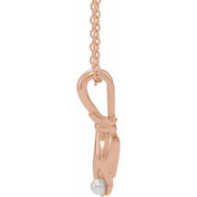 14K Rose Cultured White Seed Pearl Buddha Hand 16-18" Necklace