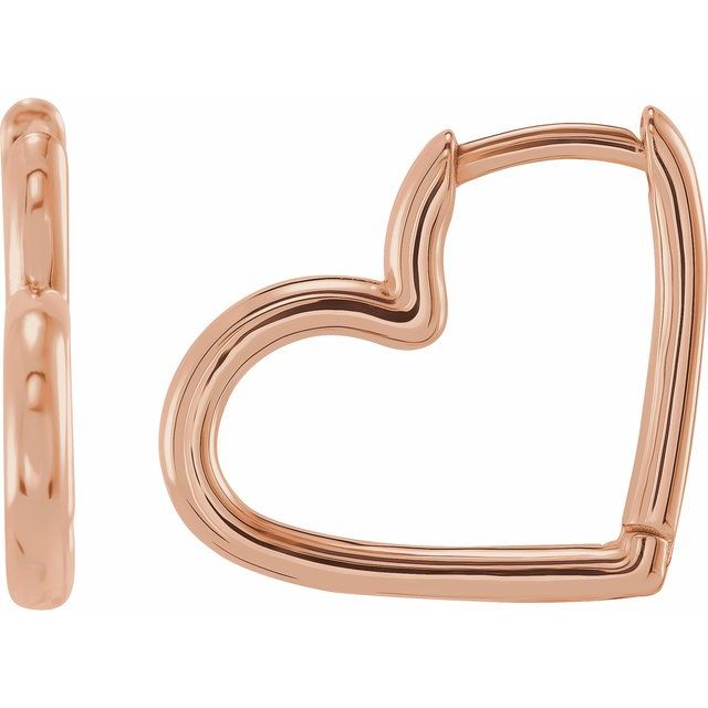 14K Rose Hinged 15 mm Heart Huggie Hoop Earrings - Elegant and Stylish