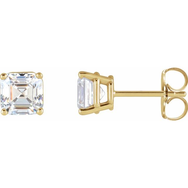 14K Yellow Gold 1/5 CTW Natural Diamond Earrings - Elegant Asscher Cut by Brand Name