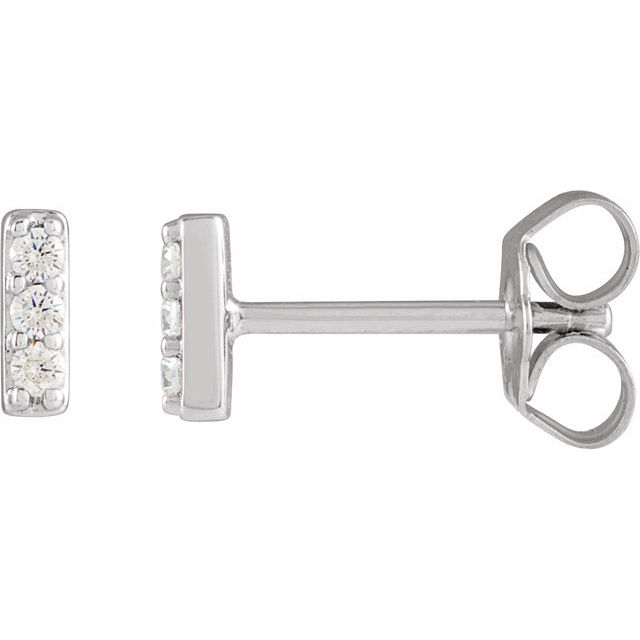 14K White Gold 1/10 CTW Natural Diamond Bar Earrings - Elegant Jewelry by Brand
