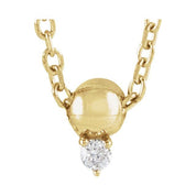 14K .02 CT Natural Diamond Bead Necklace 16-18"