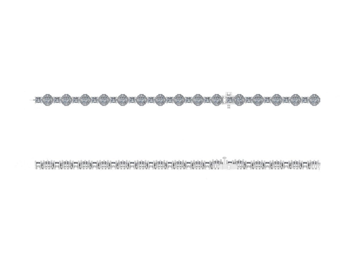 Alternating Halo-Solitaire Cushion Setting Tennis Bracelet - Motek Jewelry