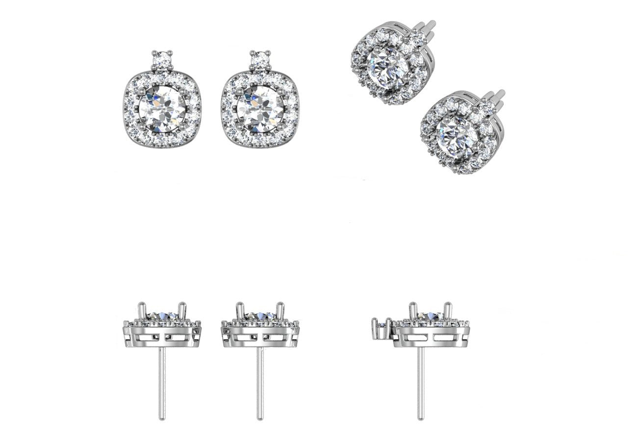 Engagement Ring Halo Stud Earrings - Motek Jewelry