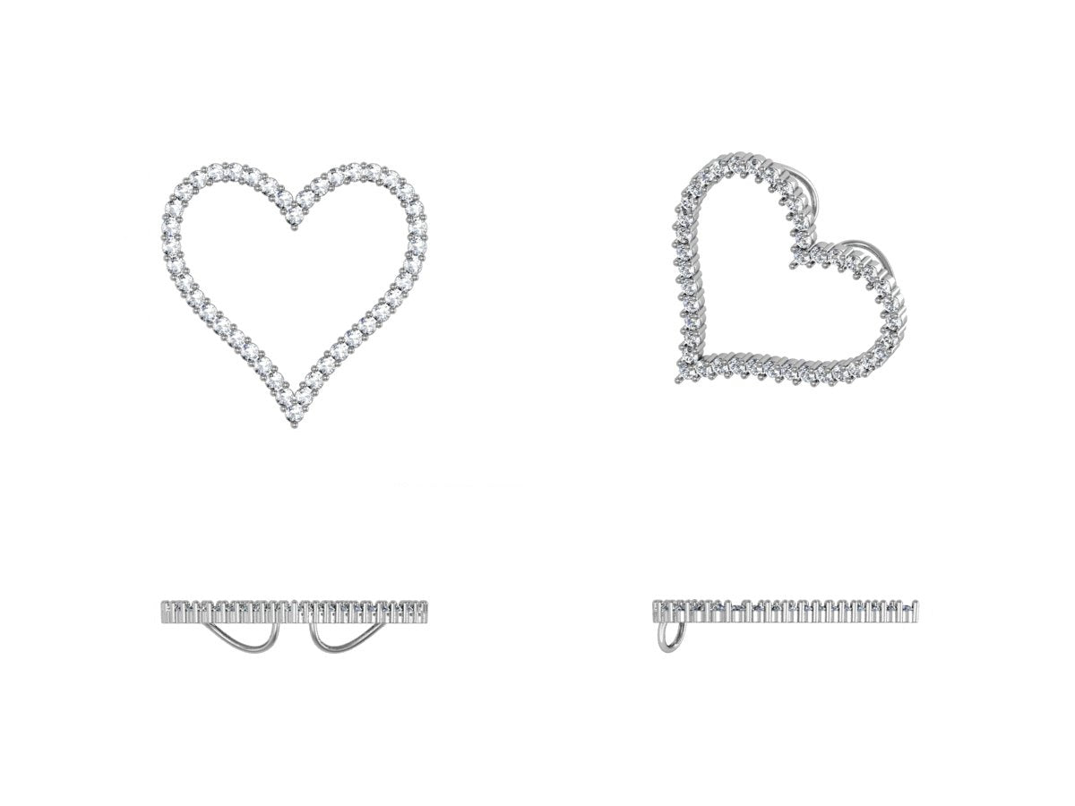 Classic Oversized Diamond Heart Pendant - Motek Jewelry