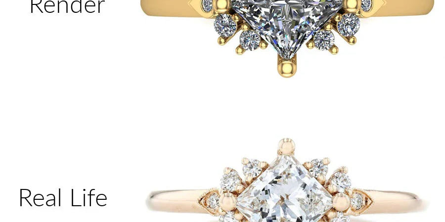 Master jeweler in Airmont, NY comparing a 3D custom jewelry model with a finished diamond ring.