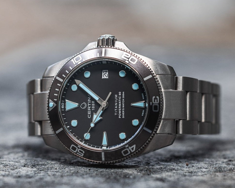 High-end mechanical luxury watch resting crown-up to regulate positional deviation overnight.