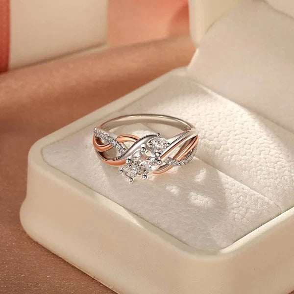 Image of a custom ring or bracelet expertly crafted with two distinct metal colors (e.g., yellow gold and white gold) clearly visible, emphasizing the contrast and harmony