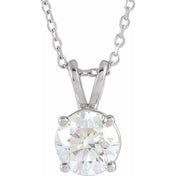 14K White  1 CT Lab-Grown Diamond Solitaire 16-18" Necklace