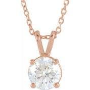 14K Rose  1 CT Lab-Grown Diamond Solitaire 16-18" Necklace