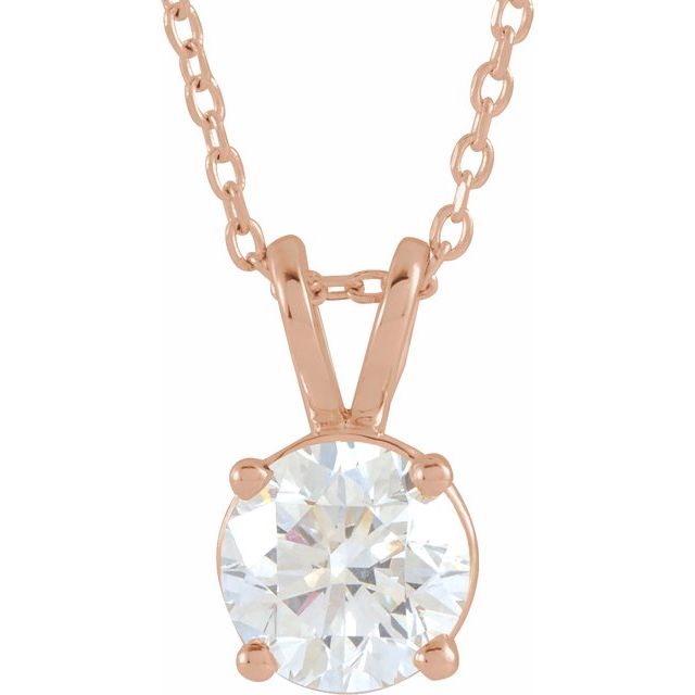 14K Rose  1 CT Lab-Grown Diamond Solitaire 16-18" Necklace