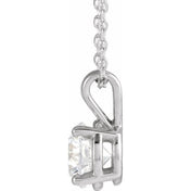 14K White  1 CT Lab-Grown Diamond Solitaire 16-18" Necklace
