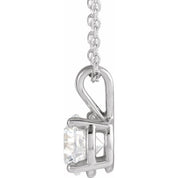14K White  1 CT Lab-Grown Diamond Solitaire 16-18" Necklace